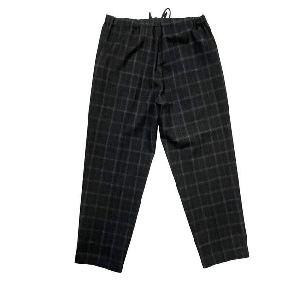 Aritzia Babaton Plaid Cropped Tapered Pants Gray Black Check Elastic Waist MED - Picture 3 of 10